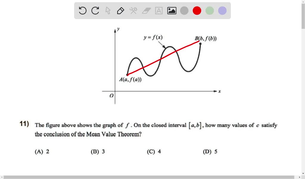 Solved: Y = F(X) B(B,F (B)) A(A, F (A)) 11) The Figure Above Shows The Graph Of F On The Closed Interval [4,B], How Many Values Of Satisfy The Conclusion Of The