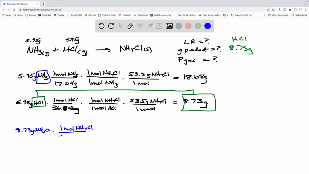 SOLVED Solid ammonium chloride, NH4Cl,NH4Cl, is formed by the reaction
