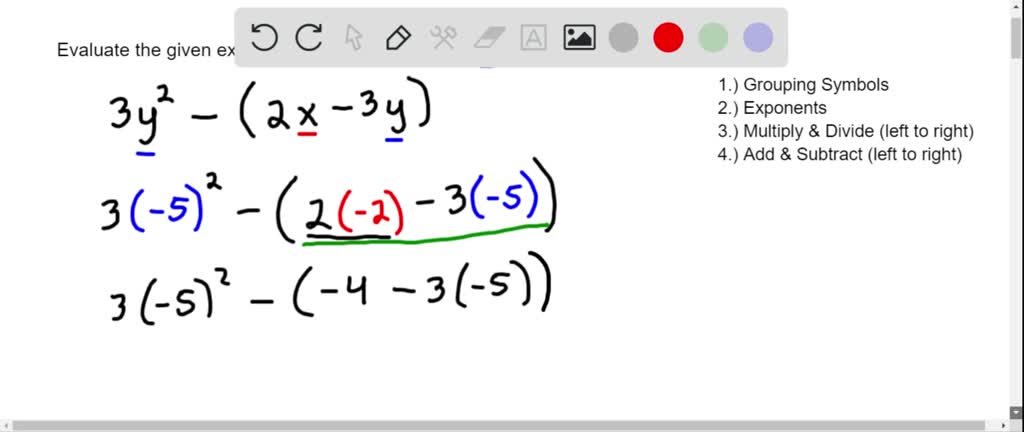 Evaluate algebraic expressions - example 1 | Numerade