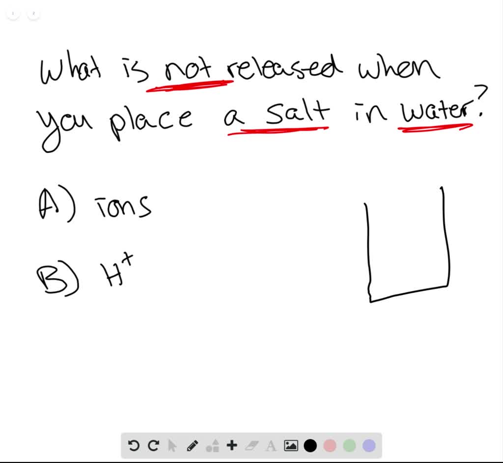 SOLVED A salt does not release in water. a. ions b. H^+ Numerade
