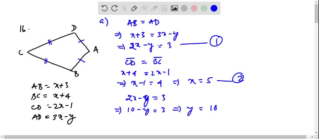 Solved:given: Abcd Is A Kite. A B=X+3 B C=X+4 C D=2 X-1 A D=3 X-Y A. Solve For X And Y . B. What Is The Perimeter Of The Kite? C. Is