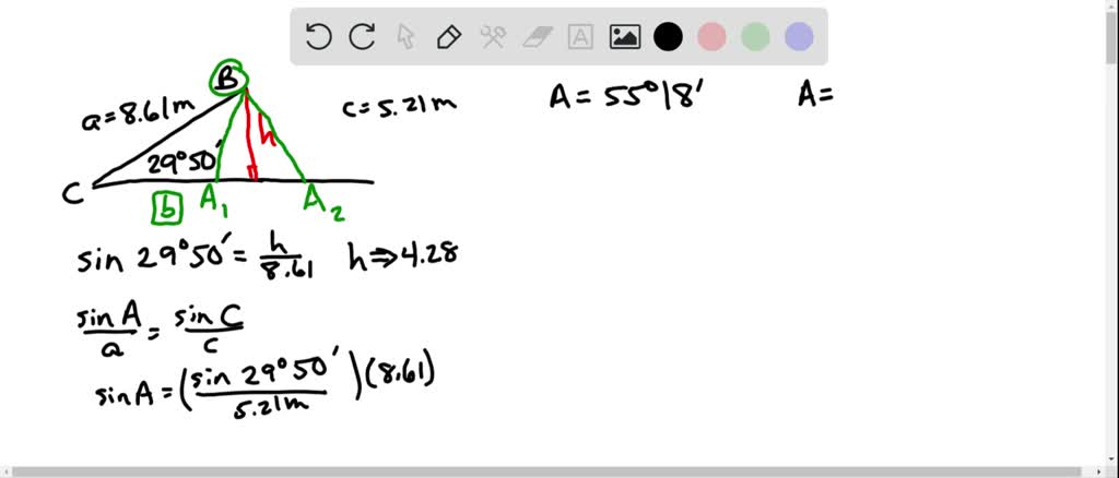 SOLVEDSolve each triangle A B C that exists. C=2…