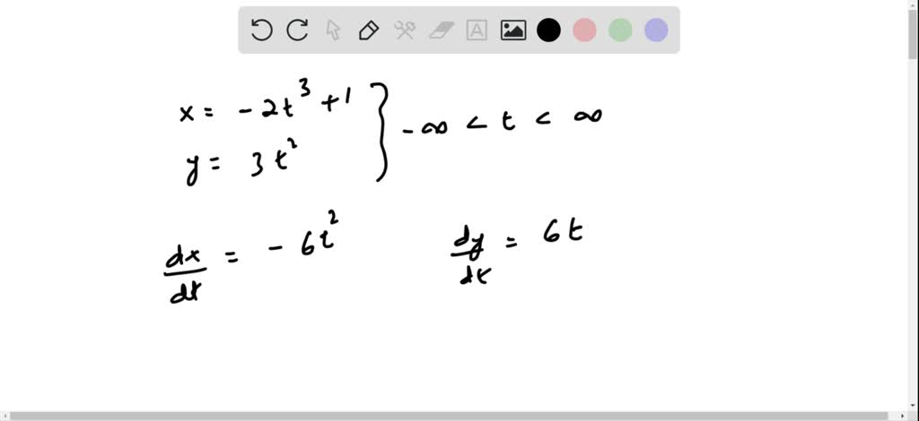 For the curve x=4 t, y=3 t2, find the slope and