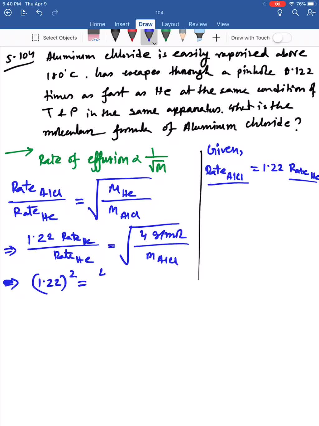 SOLVEDAluminum chloride is easily vaporized above 180^∘ C . The gas