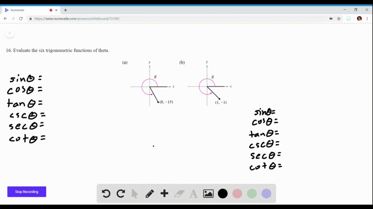 SOLVEDEvaluating Trigonometric Functions In Exercises 15 and 16, evaluate the six trigonometric