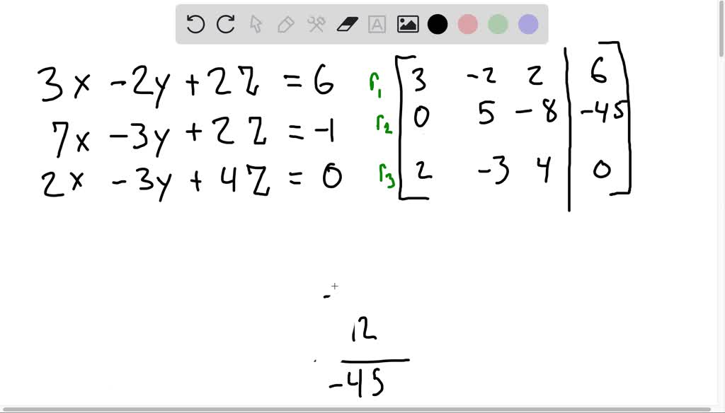 Solve each system of equations using matrices (ro…
