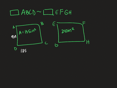 Solved:given That Rectangle A B C D ∼E F G H. The Area Of Rectangle A B C D Is 135 In ^2. The Area Of Rectangle E F G H Is