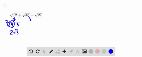 Simplify. √(12)+√(48)-√(27) | Numerade