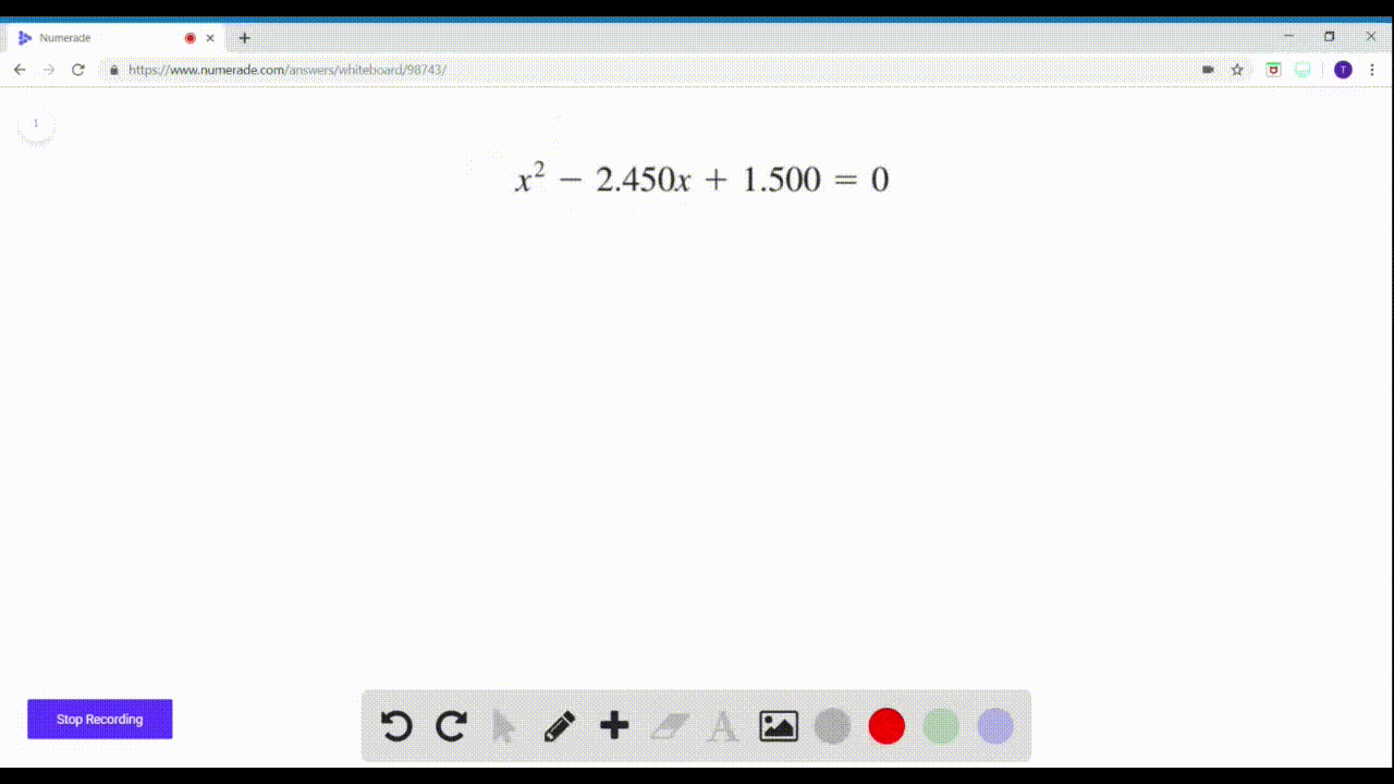 SOLVED4750= Quadratic Formula Use the Quadratic Formula and a