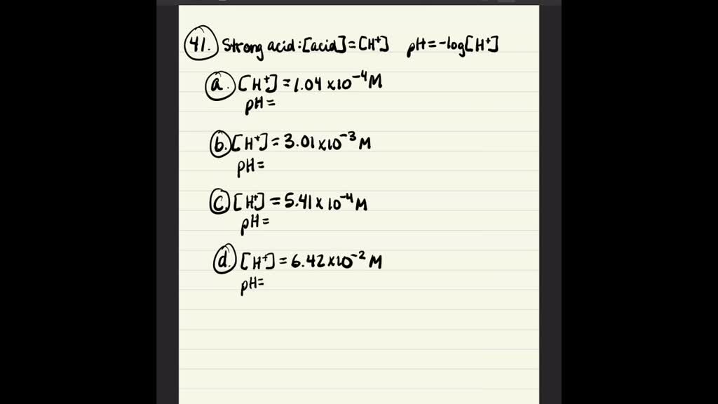 Calculate the hydrogen ion concentration and the