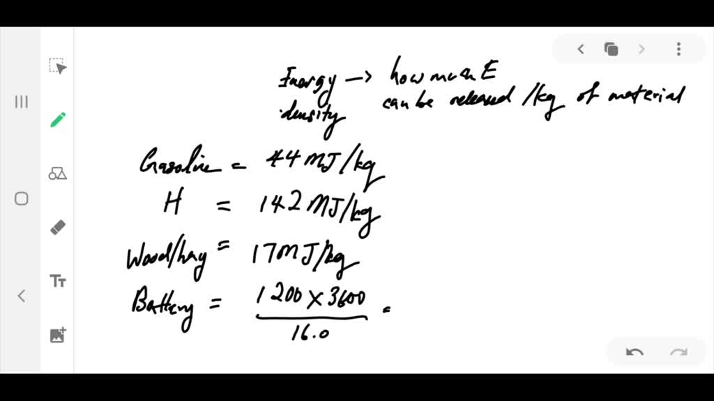SOLVEDIn considering the energy supply for an automobile, the energy per unit mass of the