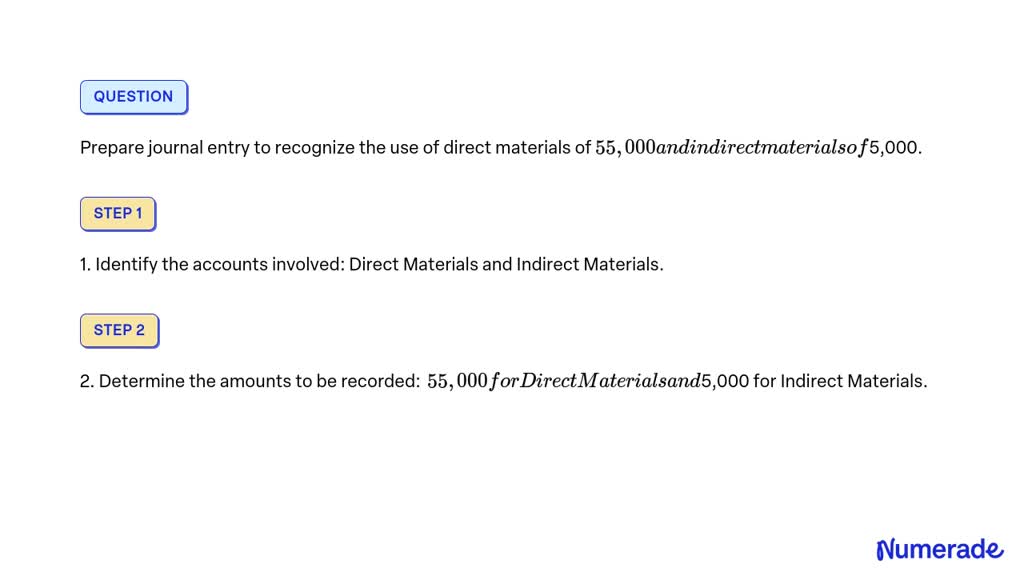 VIDEO solution Prepare journal entry to recognize the use of direct