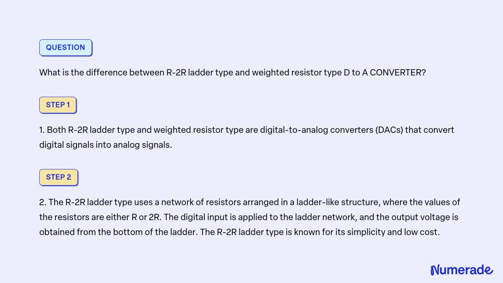 SOLVED What is the difference between R2R ladder type and weighted