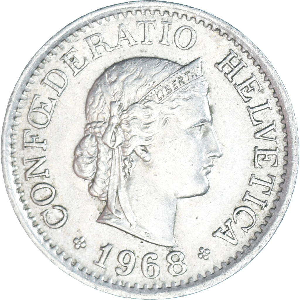 Coin, Switzerland, 10 Rappen, 1968 European Coins