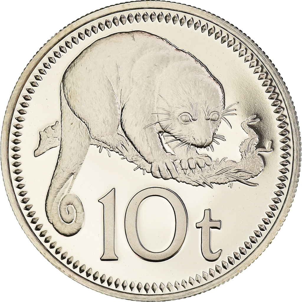Coin, Papua New Guinea, 10 Toea, 1976, Franklin Mint, Proof