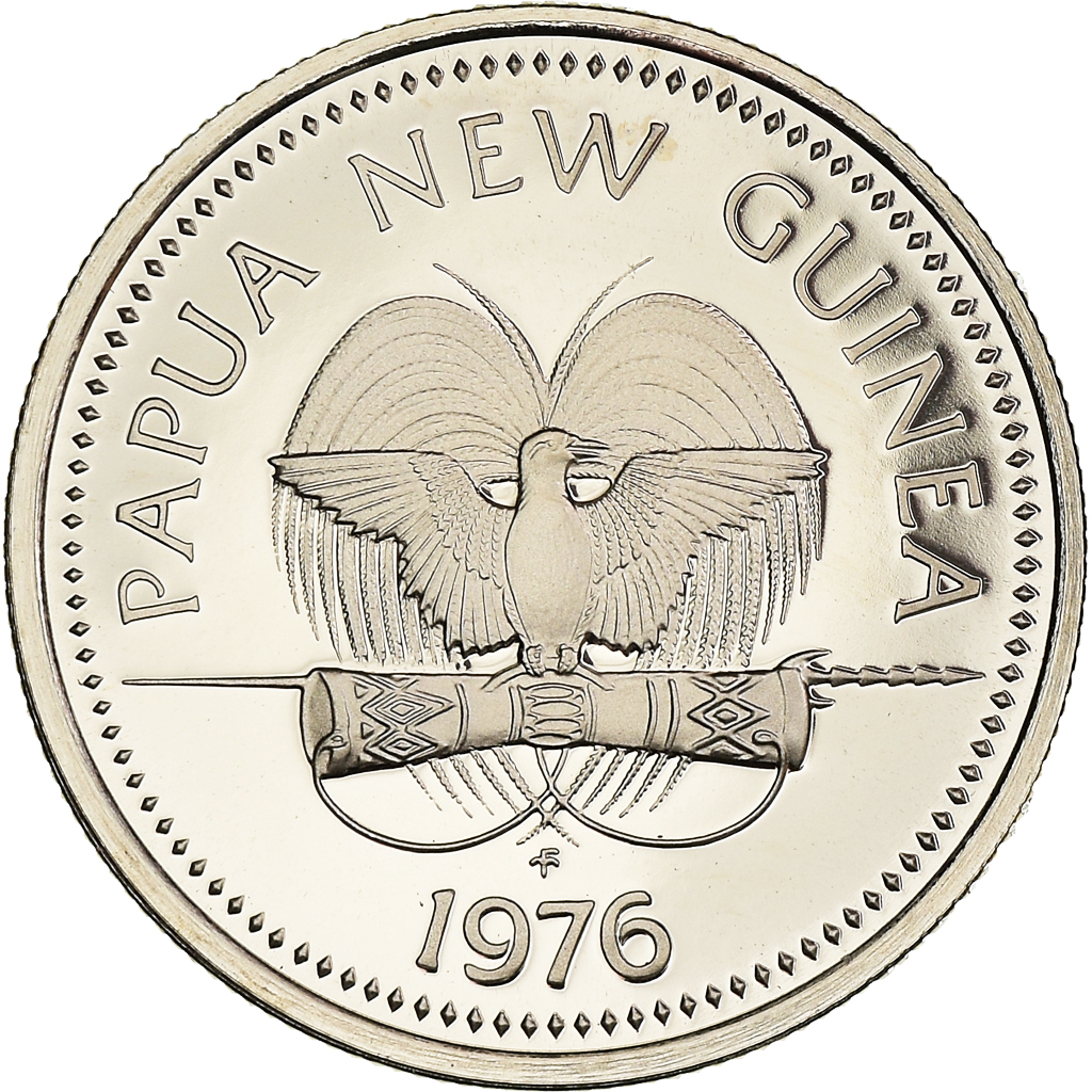 Coin, Papua New Guinea, 5 Toea, 1976, Franklin Mint, Proof