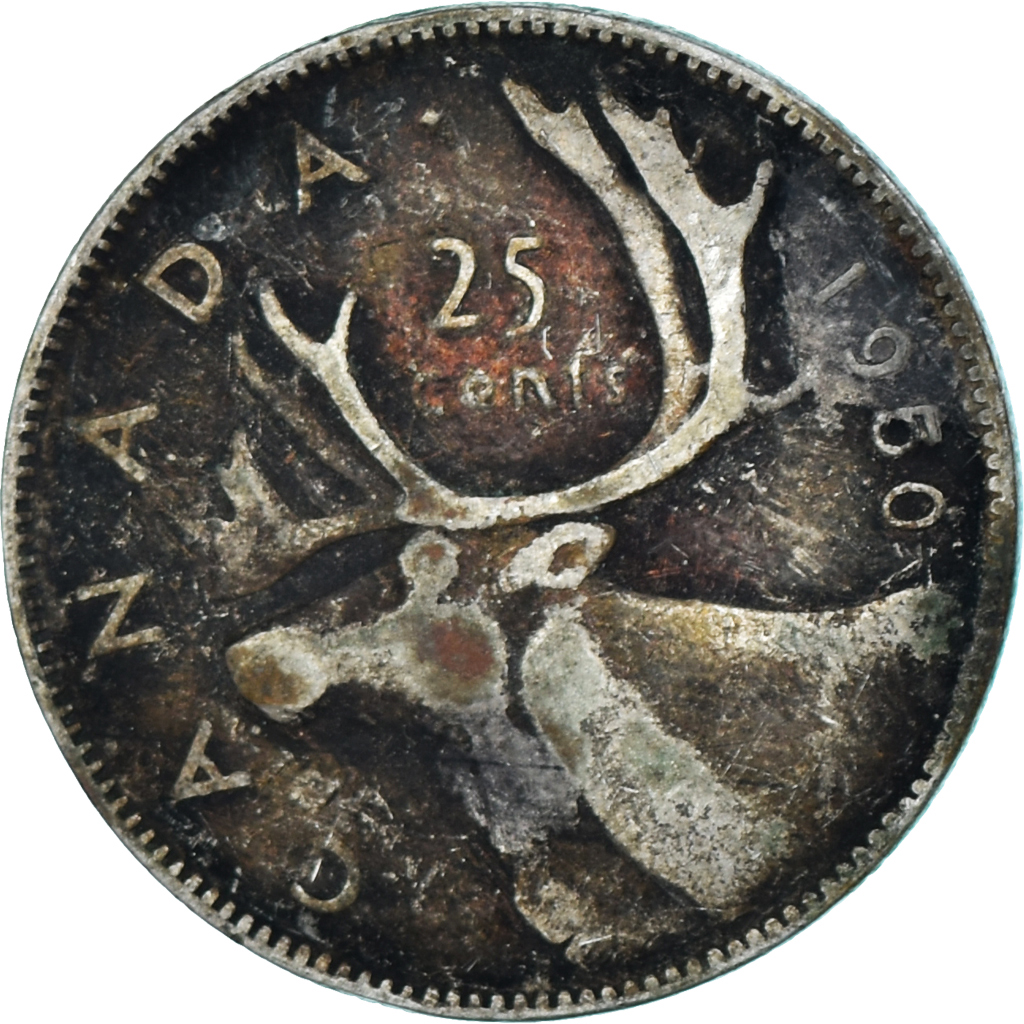 Coin, Canada, VI, 25 Cents, 1950, Royal Canadian Mint, Ottawa,