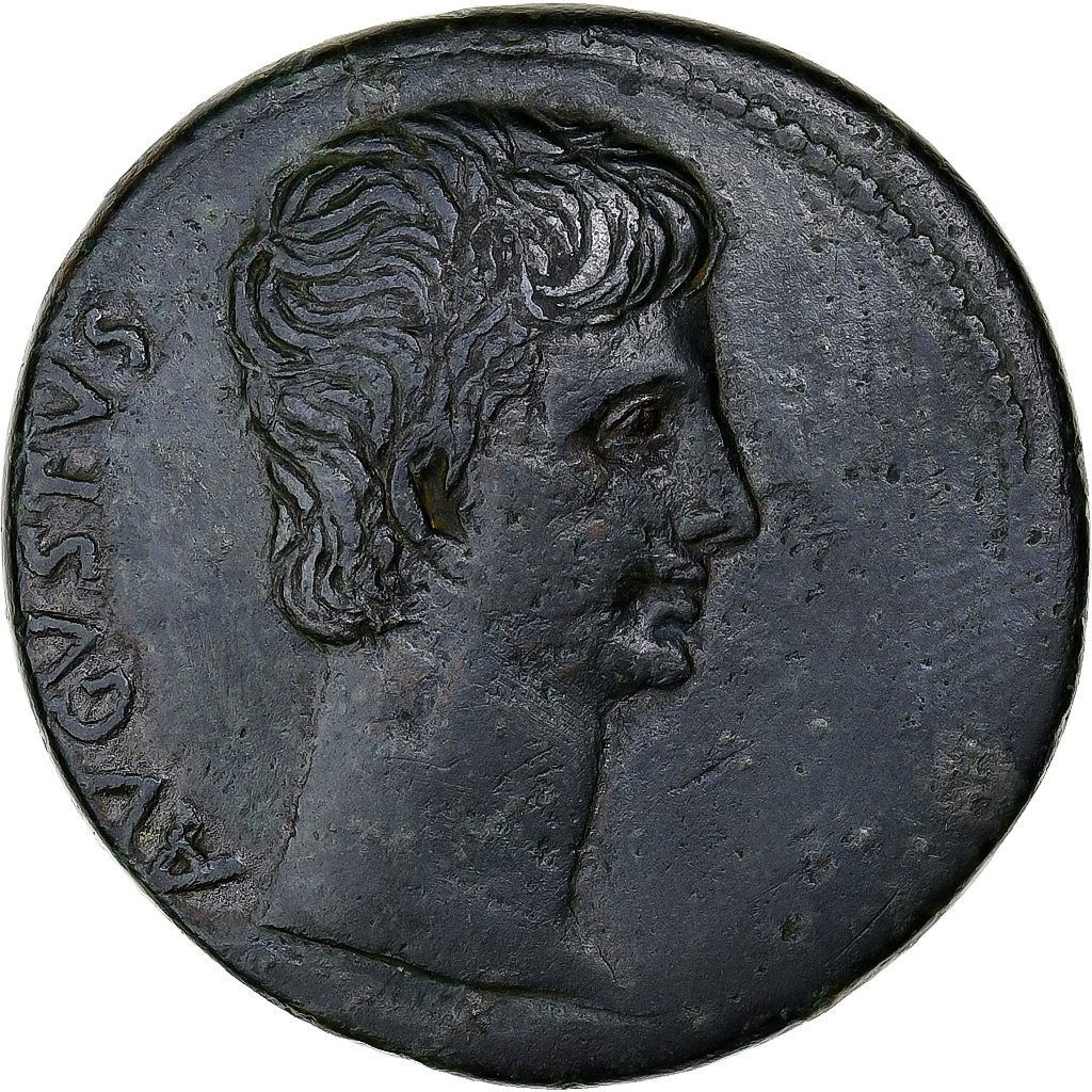 Coin, Augustus, Sestertius, 25 BC, graded, NGC, Tooled, , Bronze