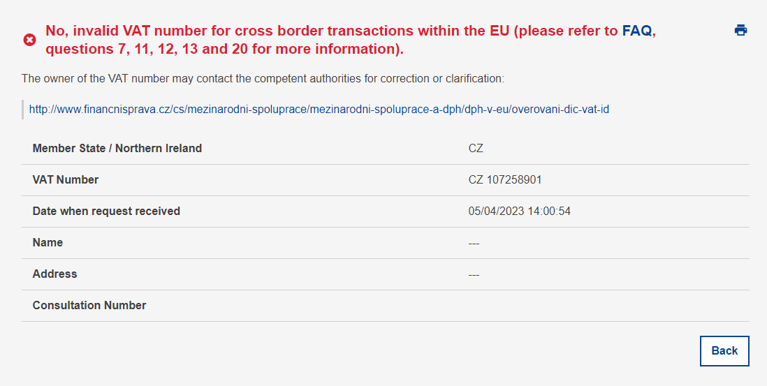 How to verify the validity of a VAT
