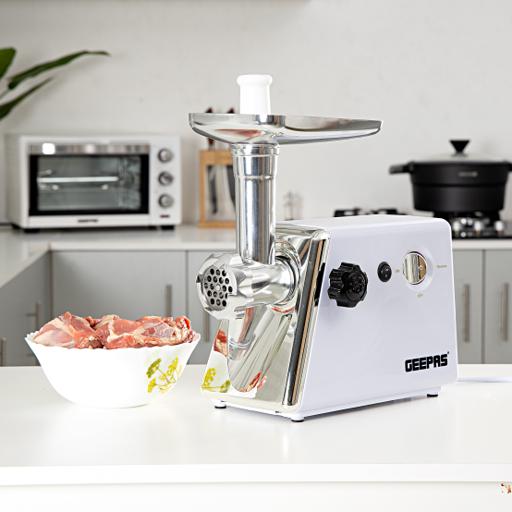 Buy Geepas 1200W Meat Grinder Electric Aluminum Gearbox, 3 Metal