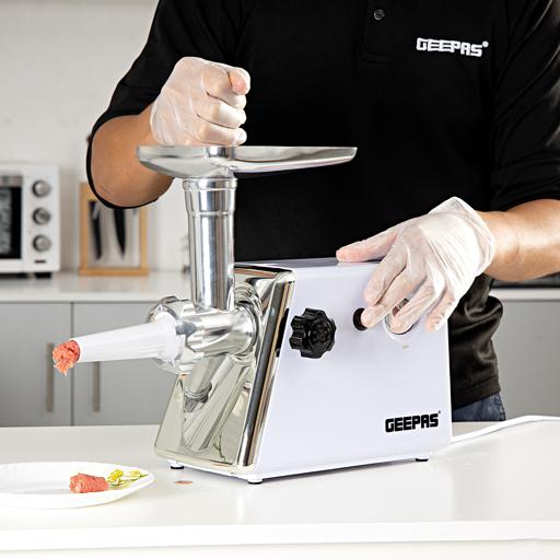 Buy Geepas 1200W Meat Grinder Electric Aluminum Gearbox, 3 Metal
