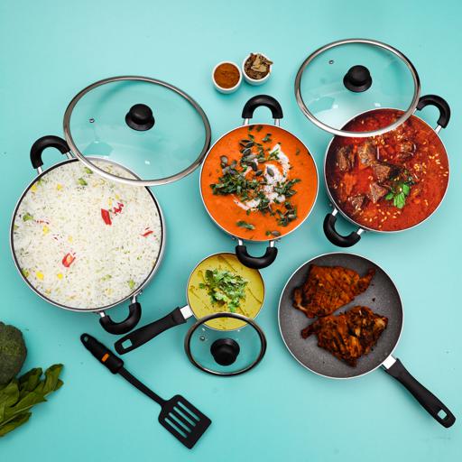 10Pc Granite Coated Alum.Cookware Set