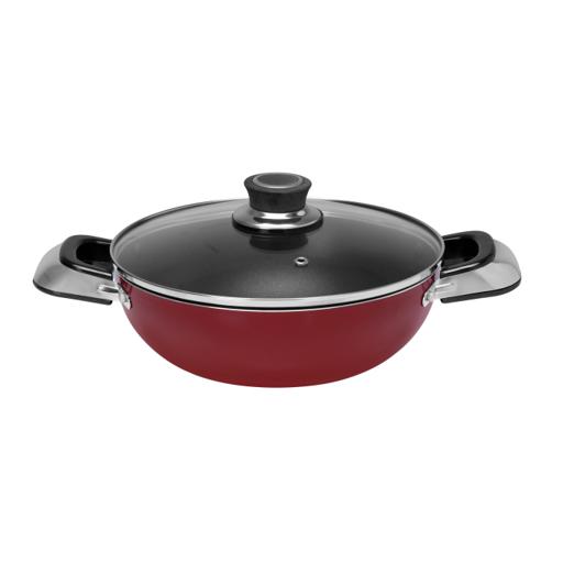 Buy Royalford Aluminium Wok Pan With Glass Lid, 26 Cm Induction Safe