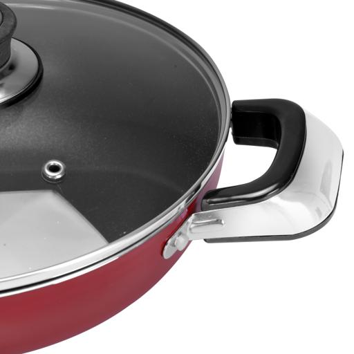 Buy Royalford Aluminium Wok Pan With Glass Lid, 26 Cm Induction Safe