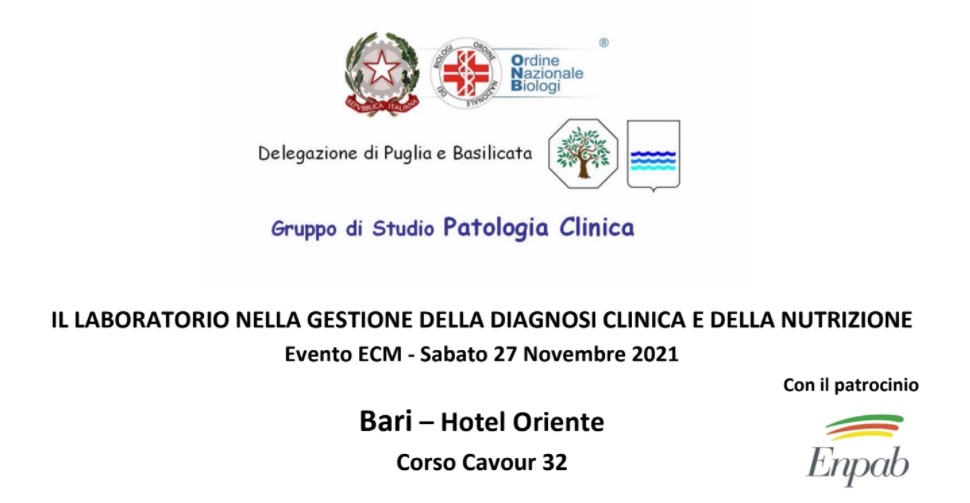 Il Laboratorio Nella Gestione Della Diagnosi Clinica E Della Nutrizione": Il 27 Novembre Convegno Ecm A Bari - Ordine Nazionale Dei Biologi 503_x_970_jpg