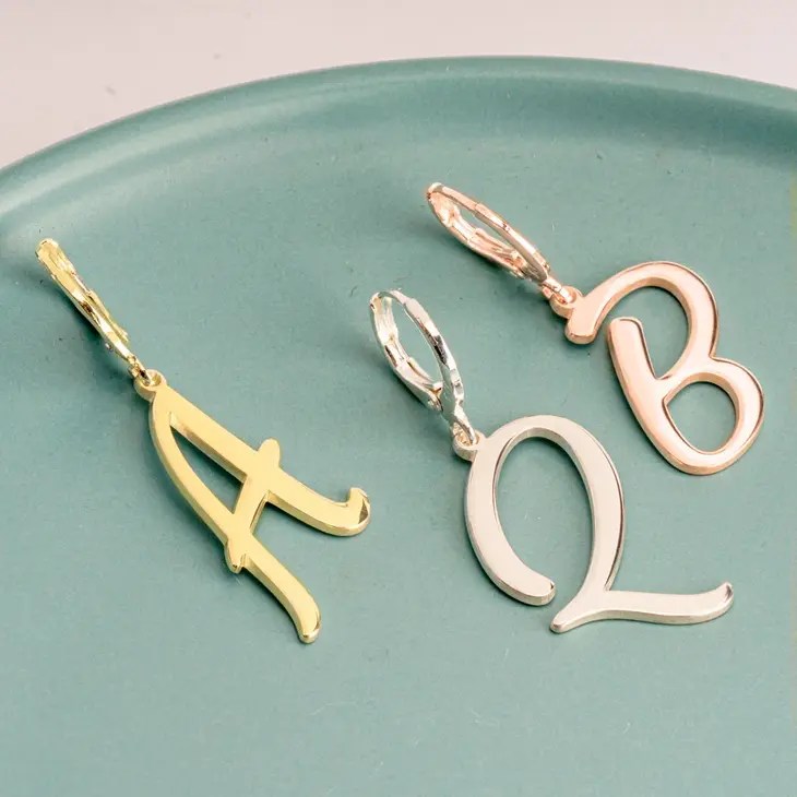 Cursive Initial Earring