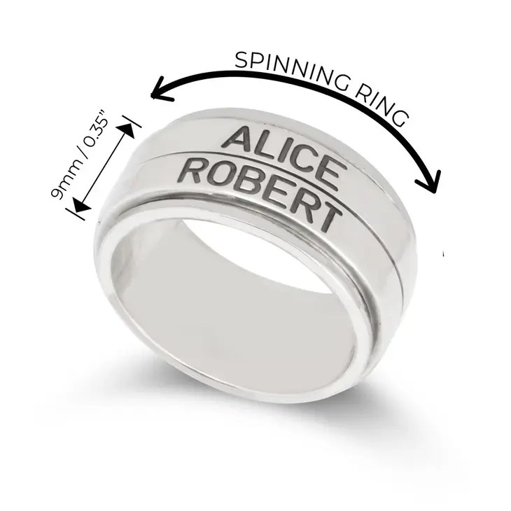 Double Engraved Spinning Fidget Ring For Men