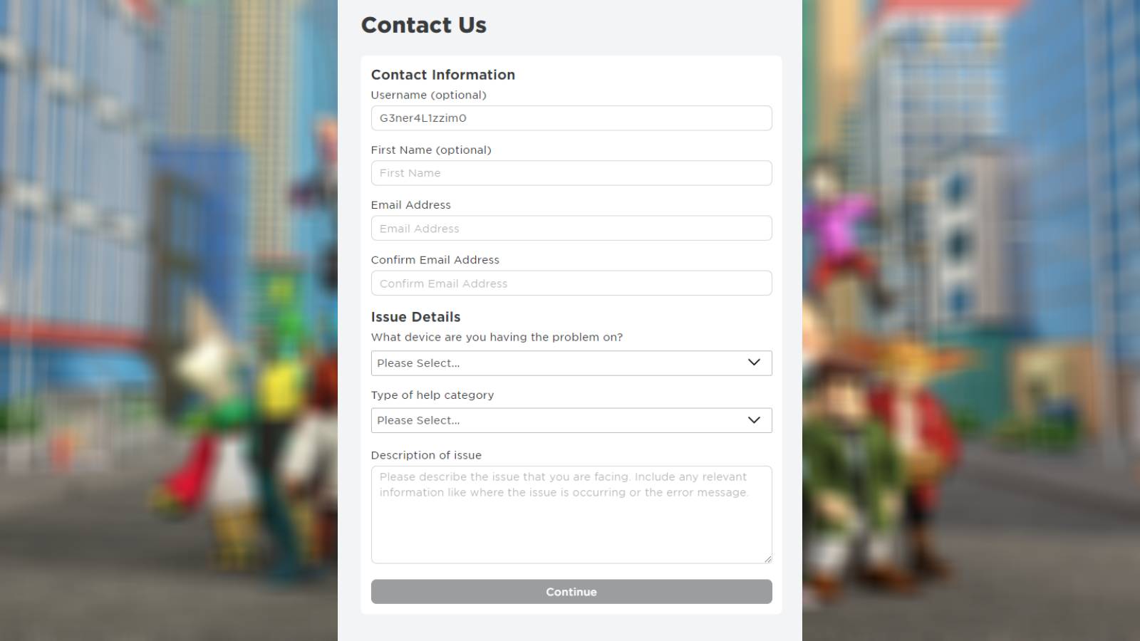 Step 1 in how to delete Roblox account - open the webpage of Roblox Support