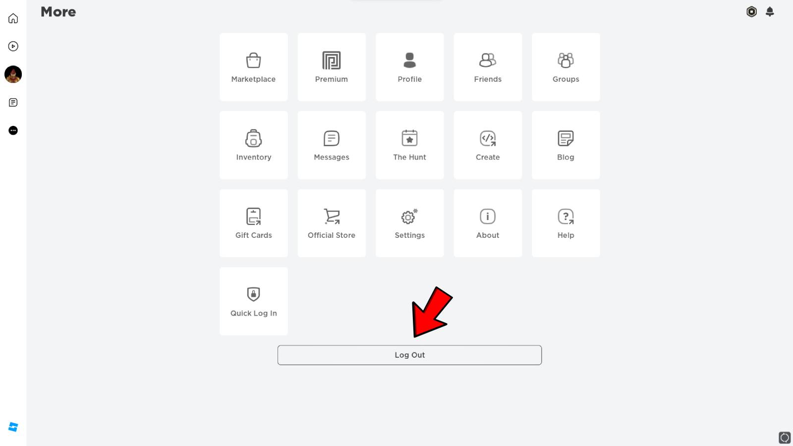 How to log out of Roblox app