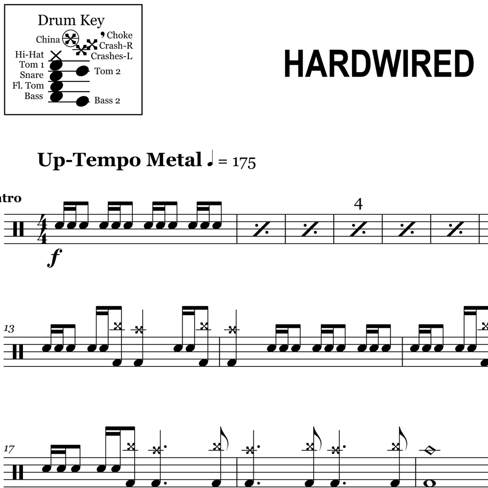 Hardwired Metallica Drum Sheet Music