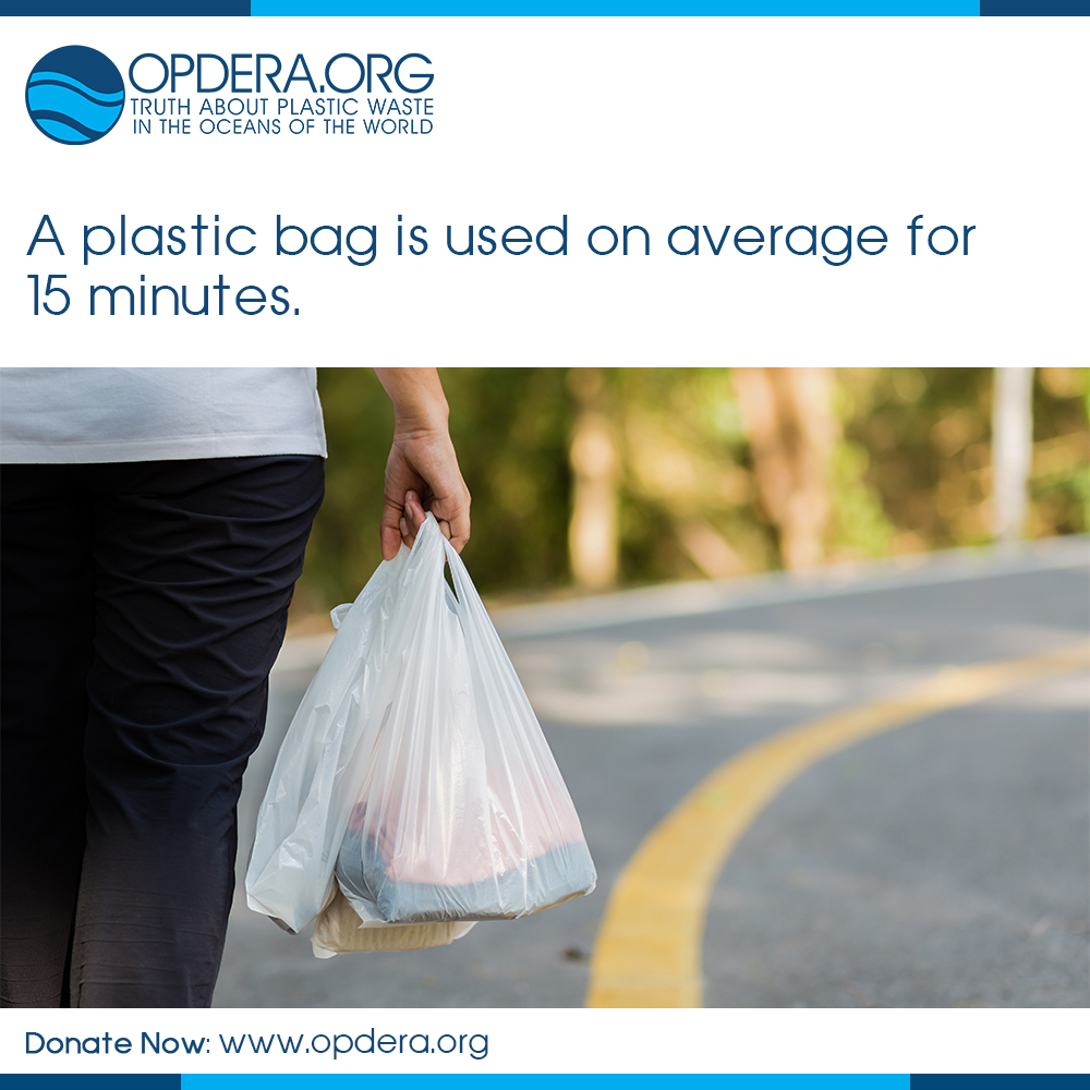 A plastic bag is used on average for 15 minutes.