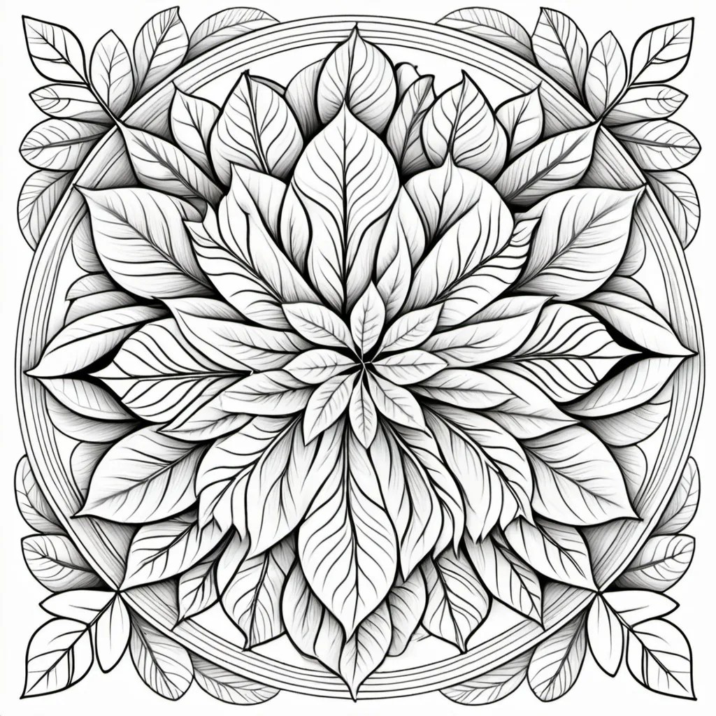 leaves autumn mandala coloring page