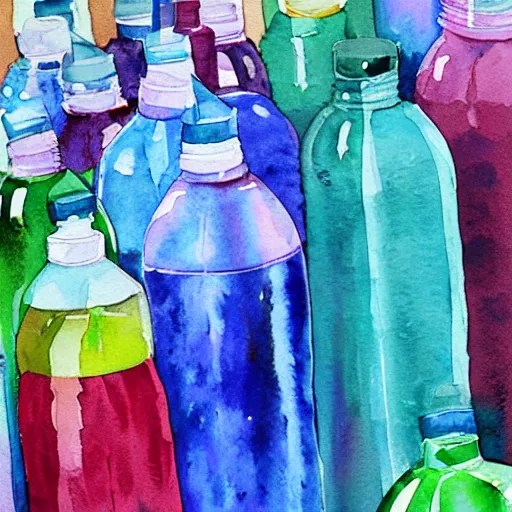 watercolor painting of a room full of plastic water Stable Diffusion