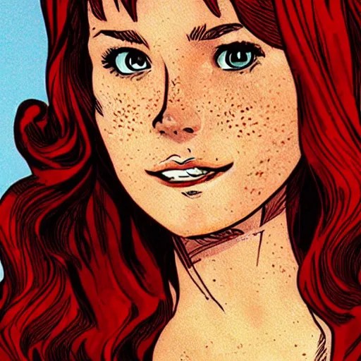 Mary Jane Watson from the comics, freckles, extremely Stable Diffusion