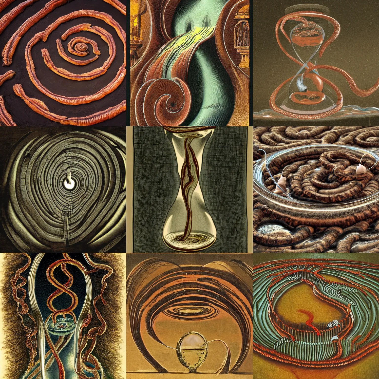 Worms flowing downward through an hourglass Stable Diffusion OpenArt