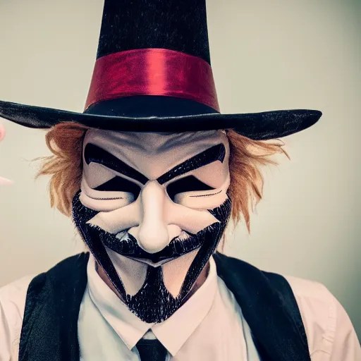 australian man wearing guy fawkes mask, professional Stable Diffusion