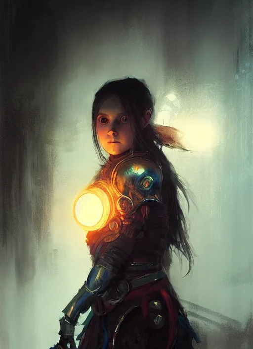 portrait of a girl as mage wearing arcane light armor, Stable Diffusion