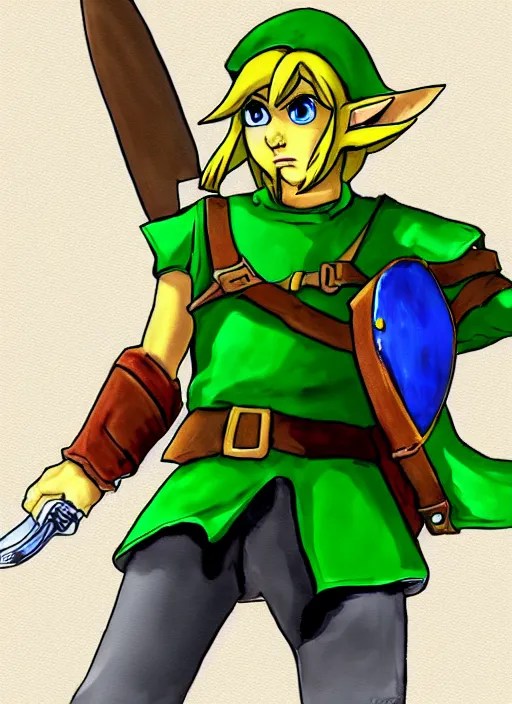 link from zelda ocarina of time, nintendo 6 4, digital Stable Diffusion