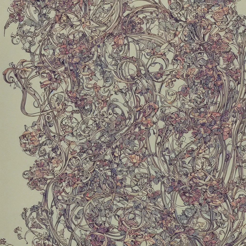 flower, art nouveau, James jean, intricate detailing, Stable