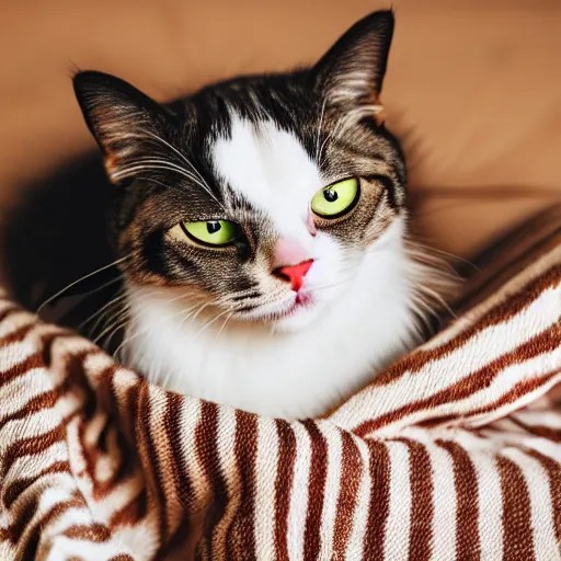 A silly cat nursing a blanket eagerly Stable Diffusion