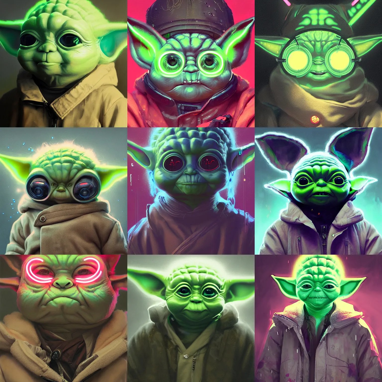 detailed portrait of Neon baby yoda, cyberpunk Stable Diffusion OpenArt
