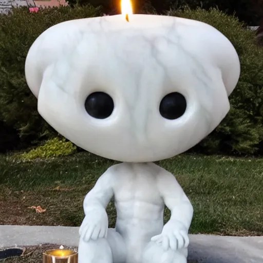a white marble statue of the reddit alien mascot Stable Diffusion