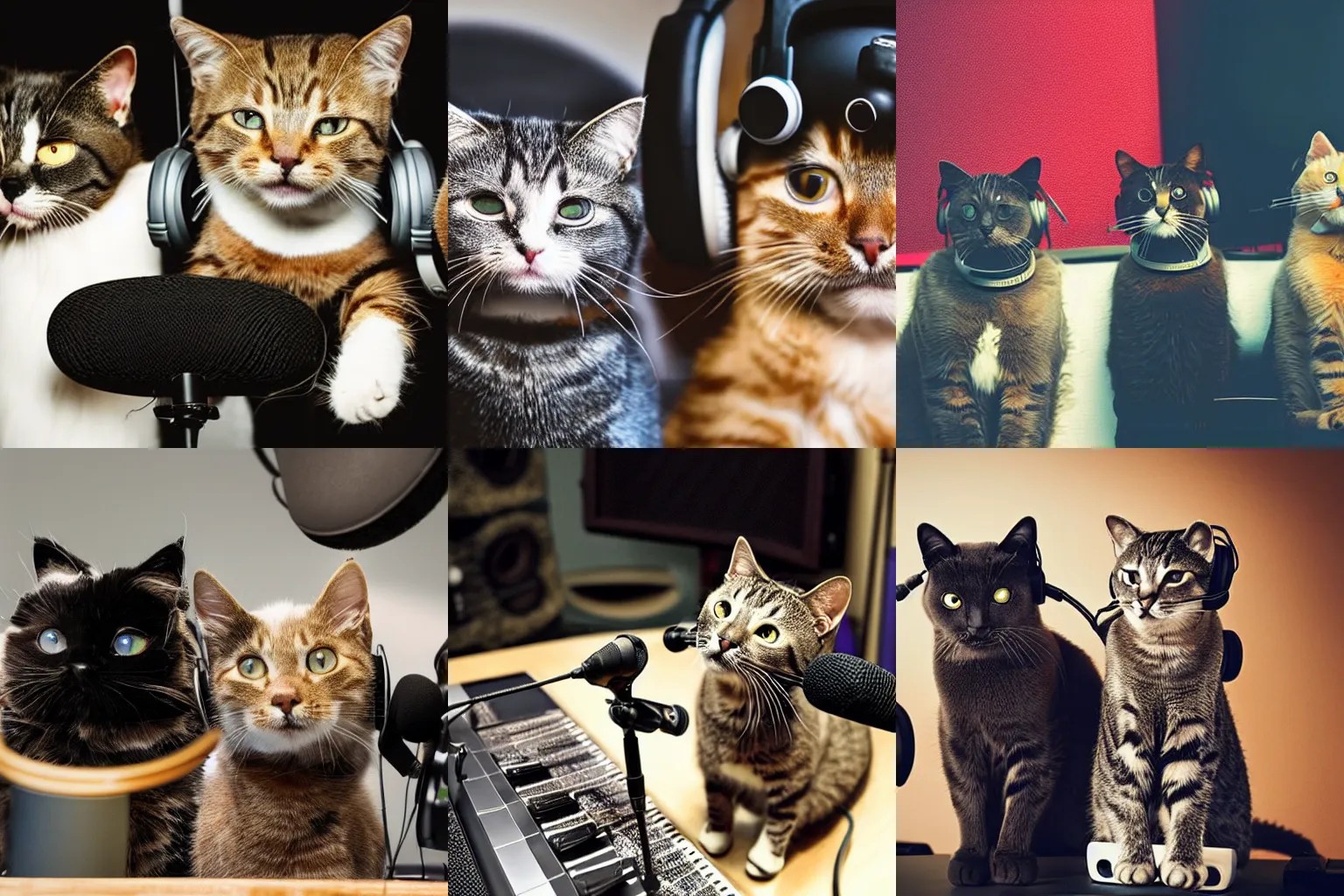 cats in a recording studio with headphones and Stable Diffusion OpenArt