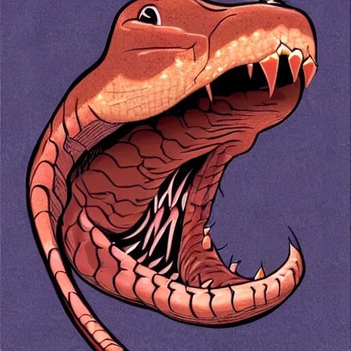 a close up illustration of an aggressive copperhead Stable Diffusion