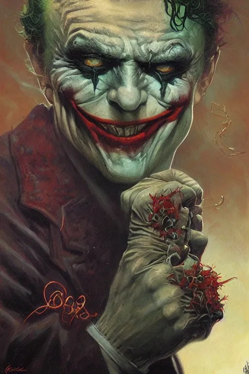 the joker. art by gaston bussiere and tomacz alen Stable Diffusion