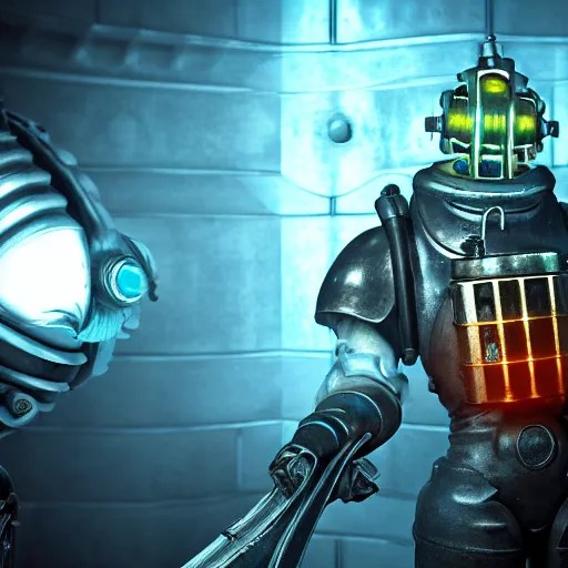 isaac clarke as a bioshock big daddy, unreal engine 5, Stable